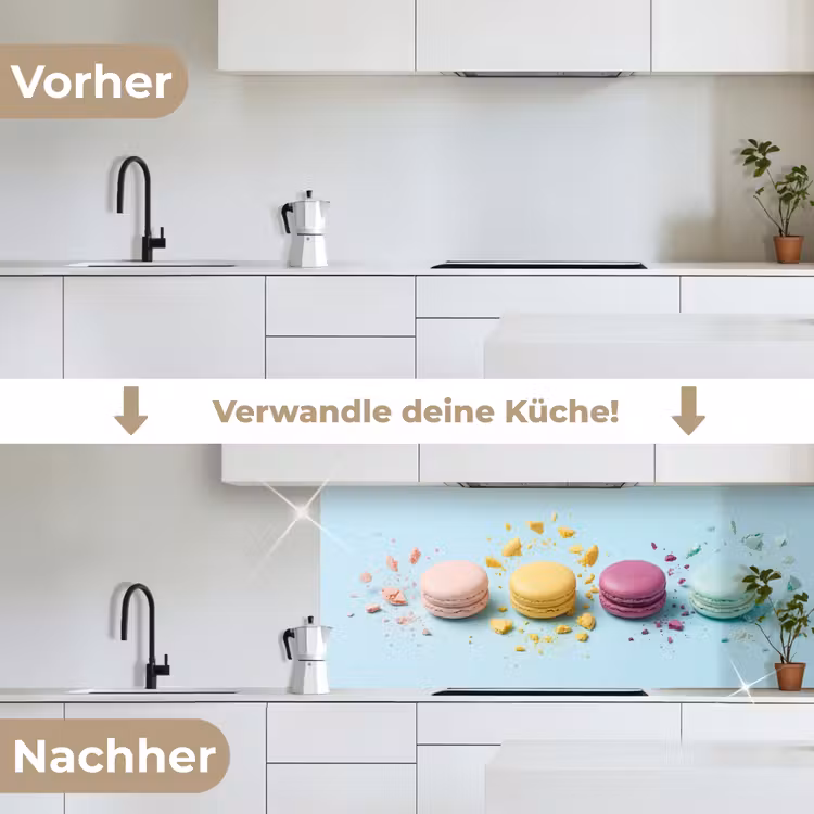 Macarons - Kleurrijk - Pastel keuken achterwand 2 middel -voor-na_DE