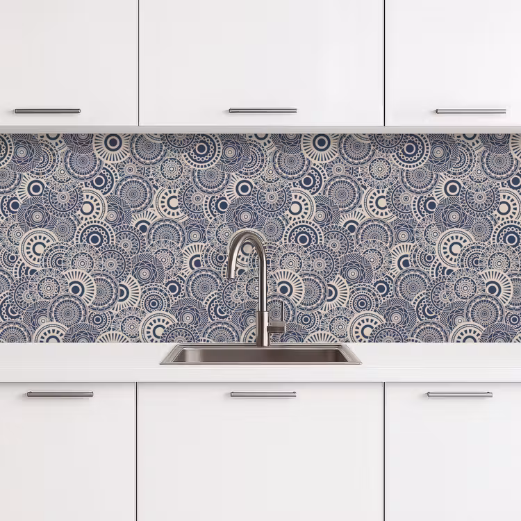 Mandala - Blauw - Patroon keuken achterwand 2 middel 871 -3d