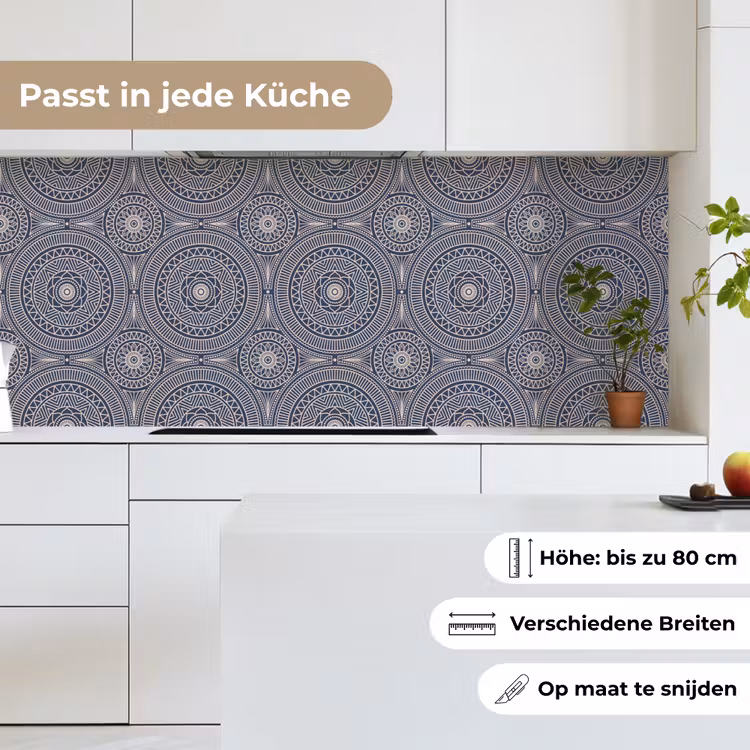Mandala - Blauw - Patroon - Abstract keuken achterwand 2 middel 871 -sfeer4_DE