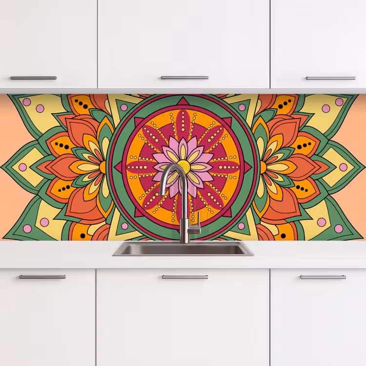 Mandala - Bloemen - Abstract - Kleurrijk keuken achterwand 2 middel -3d