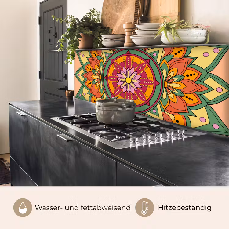 Mandala - Bloemen - Abstract - Kleurrijk keuken achterwand 2 middel -usp_DE