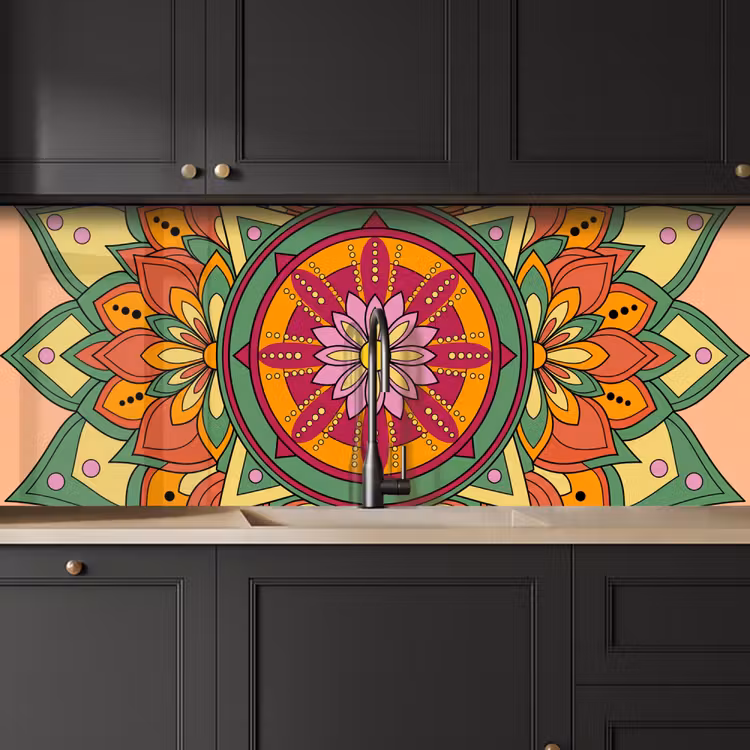 Mandala - Bloemen - Abstract - Kleurrijk keuken achterwand 2 middel -sfeer1