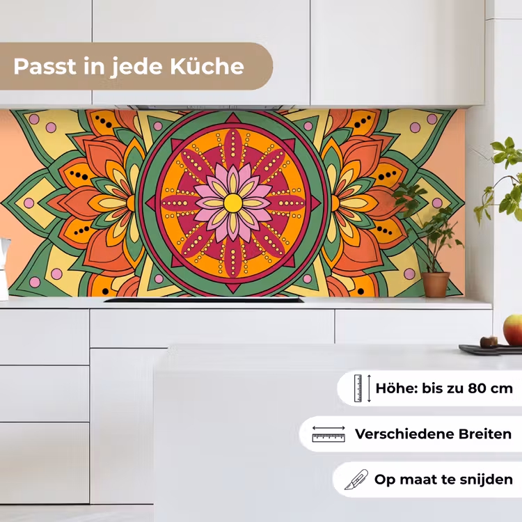 Mandala - Bloemen - Abstract - Kleurrijk keuken achterwand 2 middel -sfeer4_DE