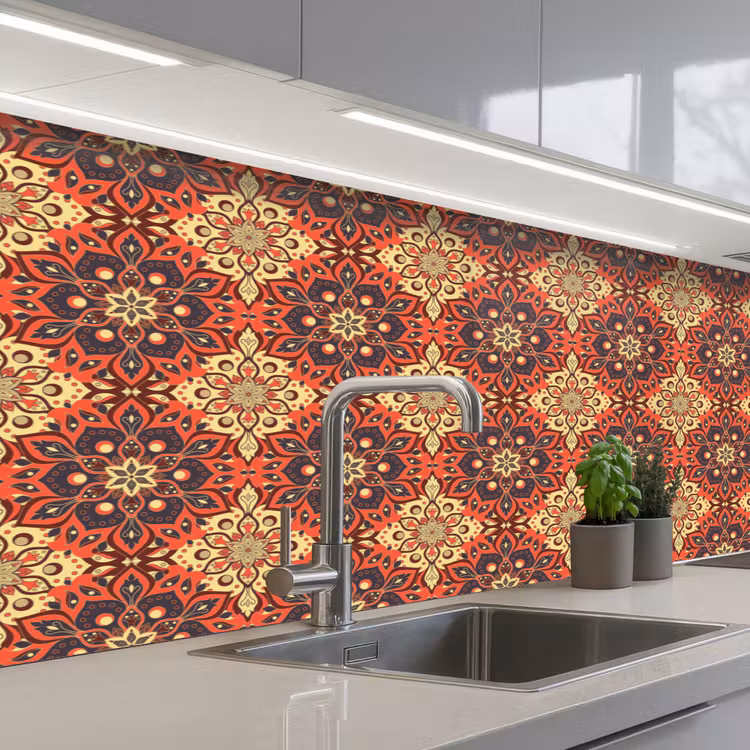 Mandala - Bloemen - Boho - Patronen keuken achterwand 2 middel 871 -3d_schuin