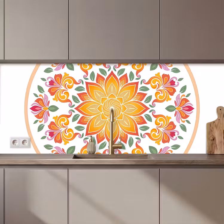 Mandala - Bloemen - Decoratie - Kleurrijk - Abstract keuken achterwand 2 middel zz_3dshopping