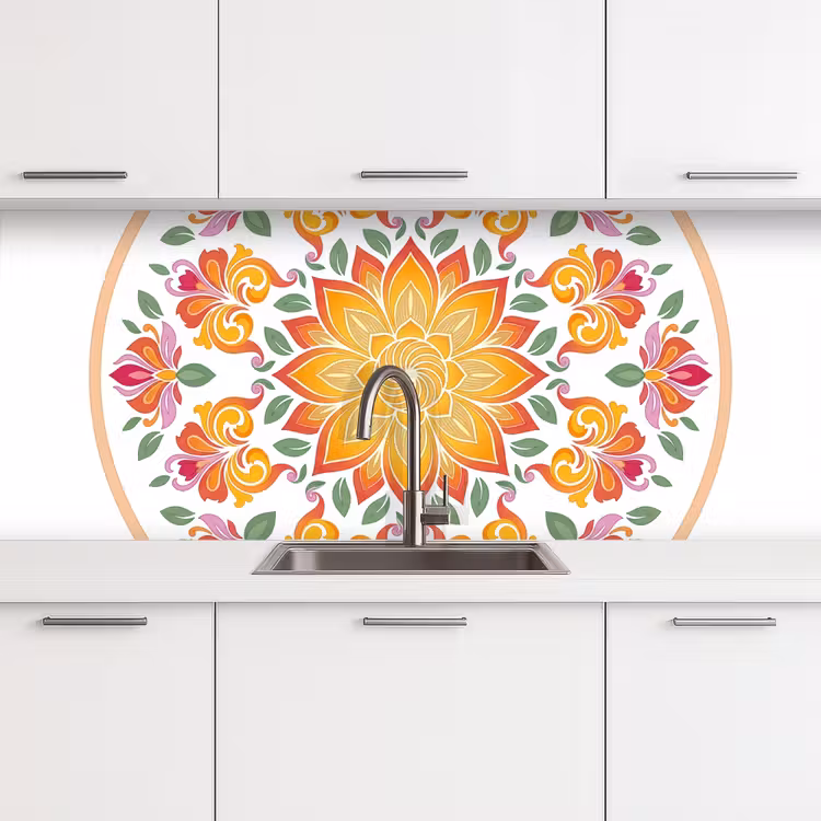 Mandala - Bloemen - Decoratie - Kleurrijk - Abstract keuken achterwand 2 middel -3d