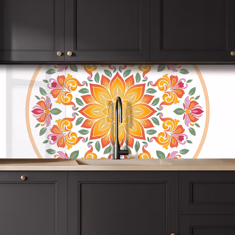 Mandala - Bloemen - Decoratie - Kleurrijk - Abstract keuken achterwand 2 middel -sfeer1