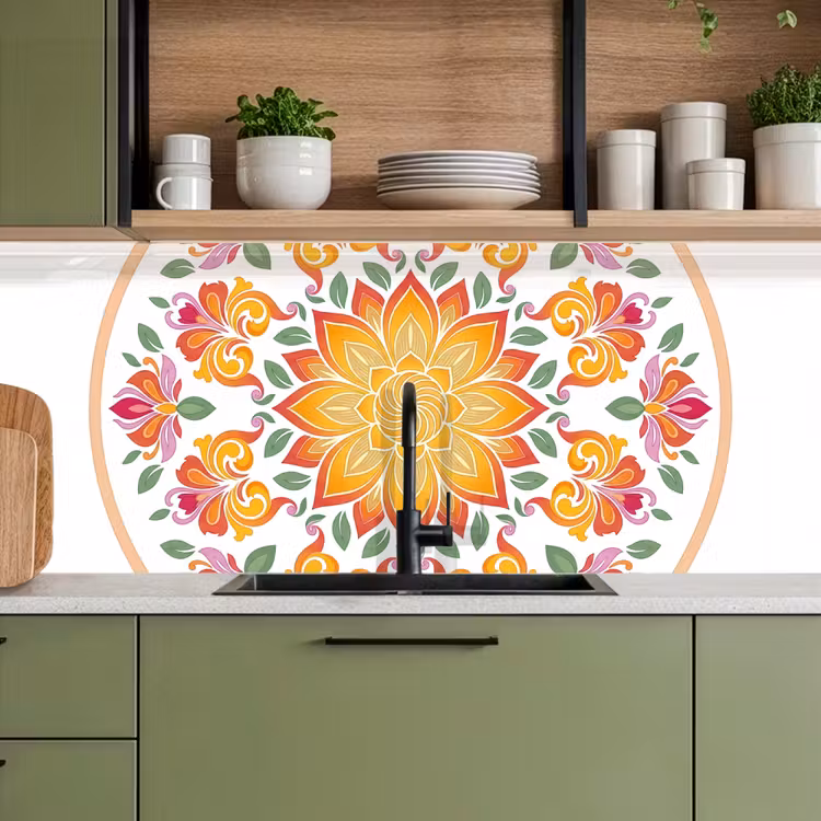 Mandala - Bloemen - Decoratie - Kleurrijk - Abstract keuken achterwand 2 middel -sfeer3