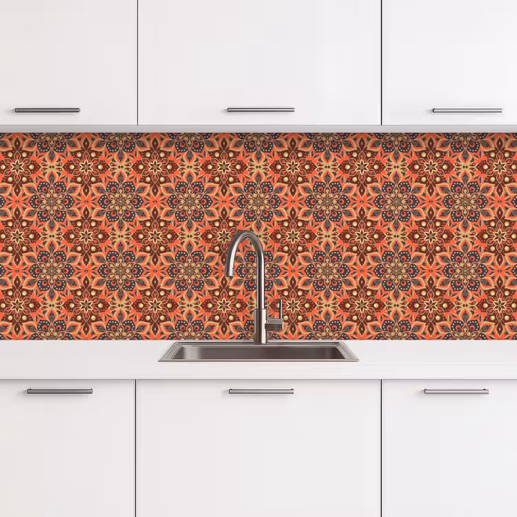 Mandala - Bloemen - Patroon - Retro keuken achterwand 2 middel 871 -3d