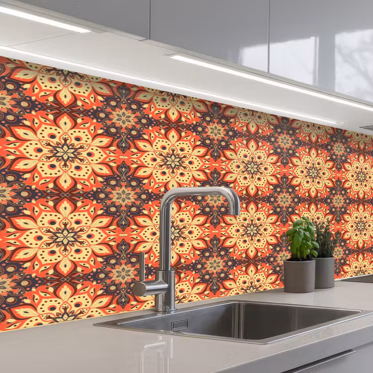 Mandala - Bohemian - Design keuken achterwand 2 middel 871 -3d_schuin