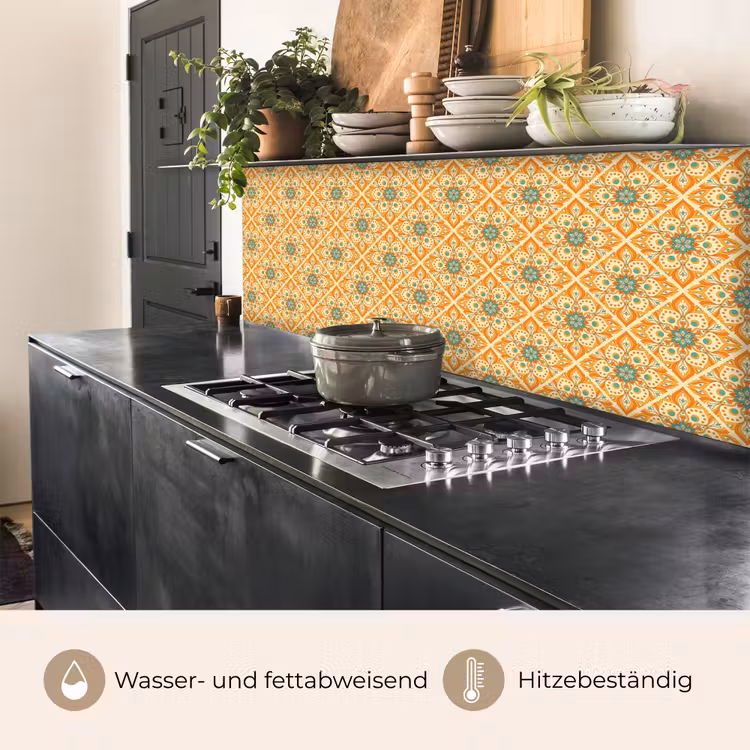 Mandala - Boho - Bloemen - Oranje - Patroon keuken achterwand 2 middel 871 -usp_DE