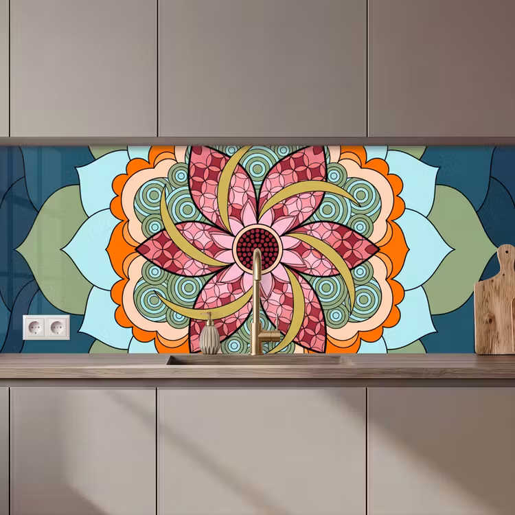 Mandala - Geometrisch - Kunst - Decoratief - Kleurrijk keuken achterwand 2 middel zz_3dshopping