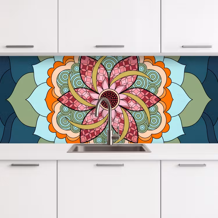 Mandala - Geometrisch - Kunst - Decoratief - Kleurrijk keuken achterwand 2 middel -3d