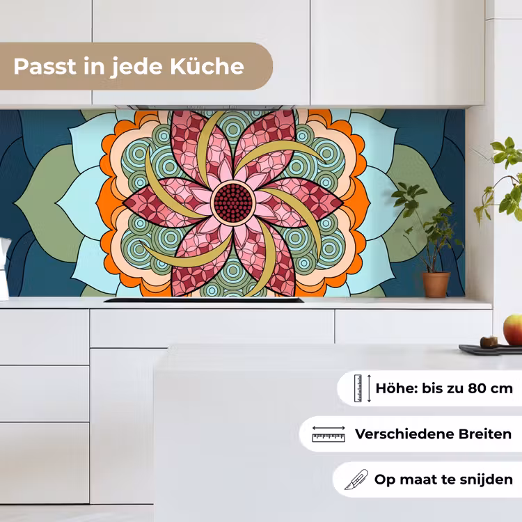 Mandala - Geometrisch - Kunst - Decoratief - Kleurrijk keuken achterwand 2 middel -sfeer4_DE