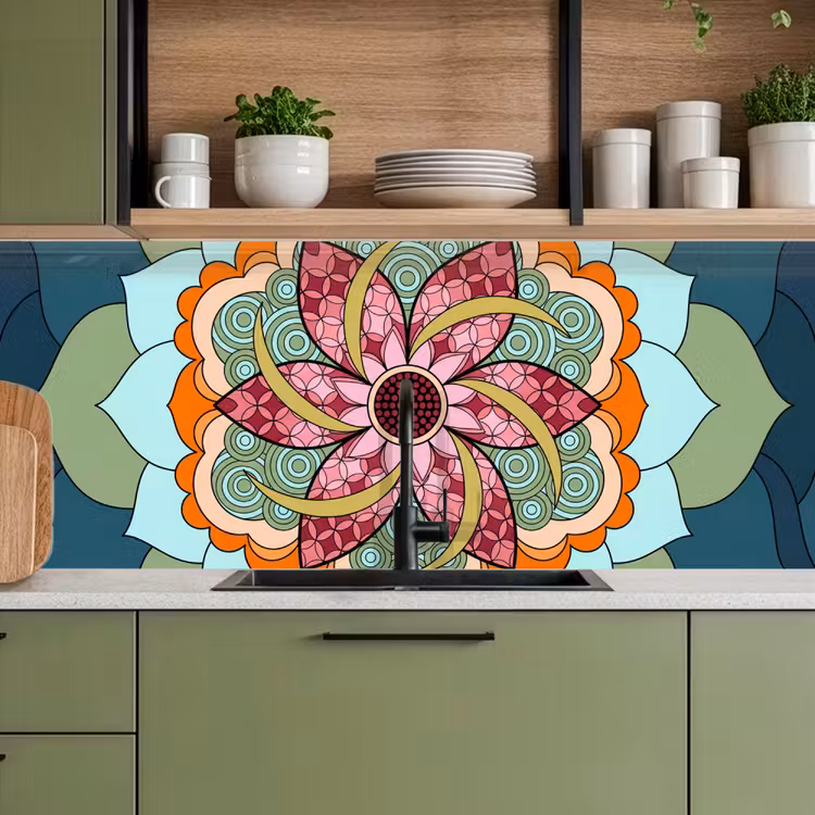 Mandala - Geometrisch - Kunst - Decoratief - Kleurrijk keuken achterwand 2 middel -sfeer3