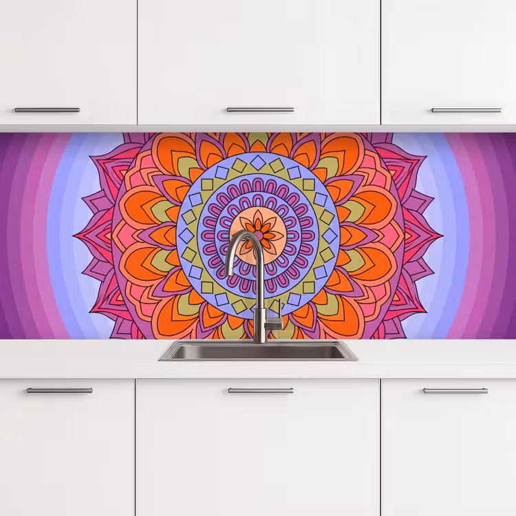 Mandala - Cirkel - Abstract - Kleurrijk - Patroon keuken achterwand 2 middel -3d