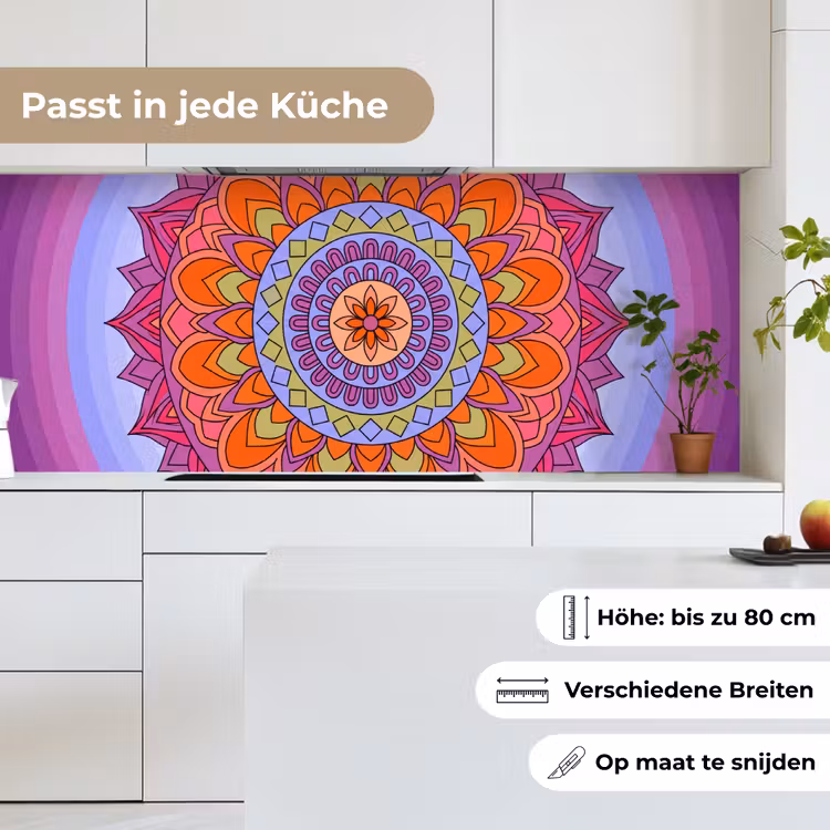 Mandala - Cirkel - Abstract - Kleurrijk - Patroon keuken achterwand 2 middel -sfeer4_DE