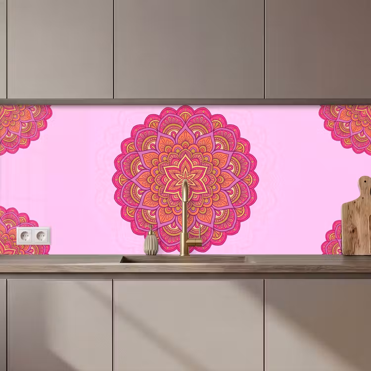 Mandala - Cirkel - Spiritueel - Oosters - Roze keuken achterwand 2 middel zz_3dshopping