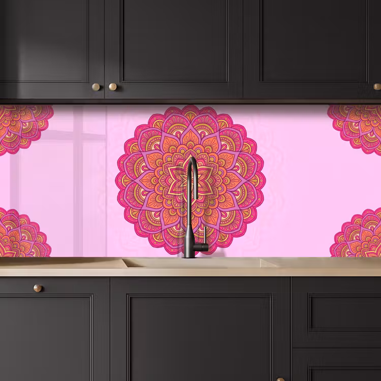 Mandala - Cirkel - Spiritueel - Oosters - Roze keuken achterwand 2 middel -sfeer1