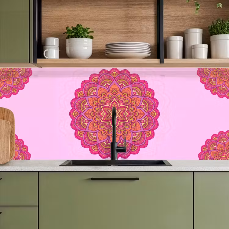 Mandala - Cirkel - Spiritueel - Oosters - Roze keuken achterwand 2 middel -sfeer3