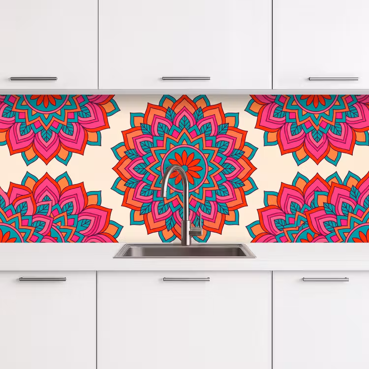 Mandala - Patroon - Abstract - Kleurrijk - Modern keuken achterwand 2 middel -3d