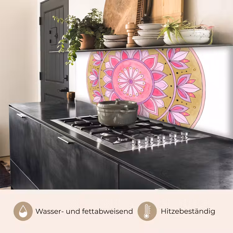 Mandala - Patroon - Kunst - Aquarel - Roze keuken achterwand 2 middel -usp_DE