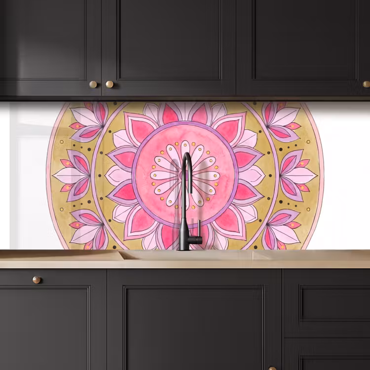 Mandala - Patroon - Kunst - Aquarel - Roze keuken achterwand 2 middel -sfeer1