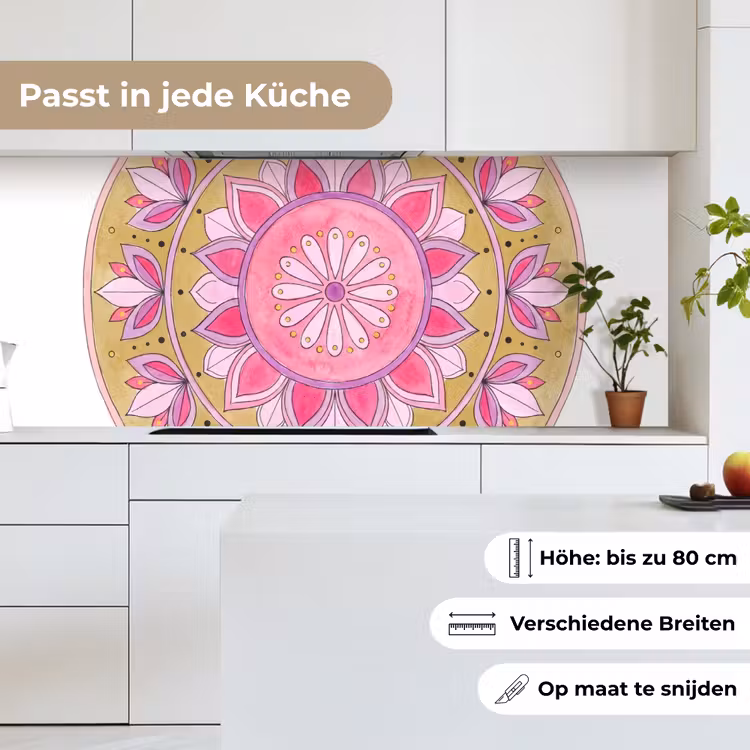 Mandala - Patroon - Kunst - Aquarel - Roze keuken achterwand 2 middel -sfeer4_DE