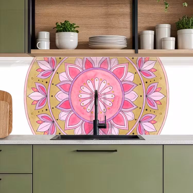 Mandala - Patroon - Kunst - Aquarel - Roze keuken achterwand 2 middel -sfeer3