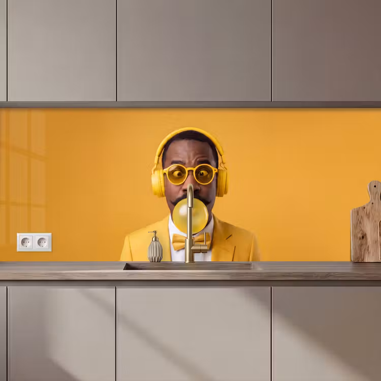 Man - Bubblegum - Portret - Geel - Modern keuken achterwand 2 middel zz_3dshopping