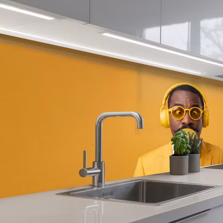 Man - Bubblegum - Portret - Geel - Modern keuken achterwand 2 middel -3d_schuin