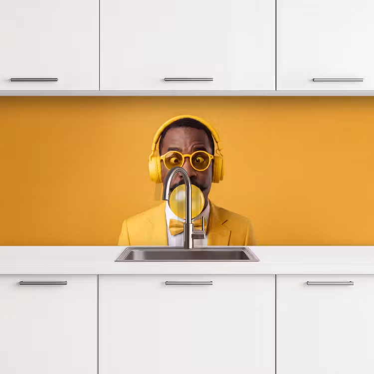 Man - Bubblegum - Portret - Geel - Modern keuken achterwand 2 middel -3d