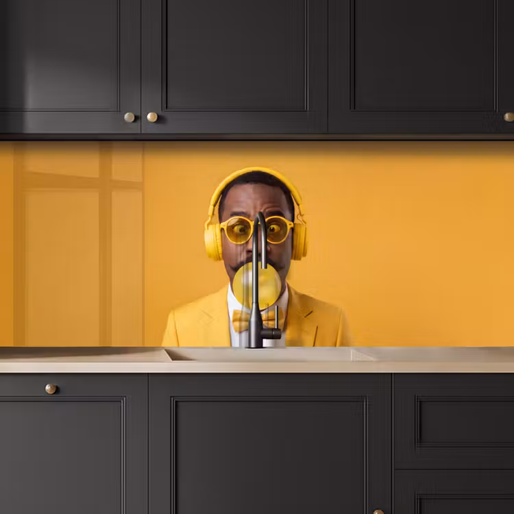 Man - Bubblegum - Portret - Geel - Modern keuken achterwand 2 middel -sfeer1