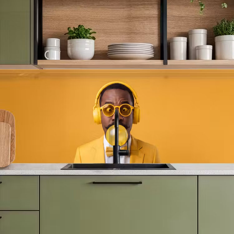 Man - Bubblegum - Portret - Geel - Modern keuken achterwand 2 middel -sfeer3
