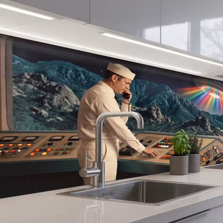 Küchenrückwand - Mann – Kontrollraum – Strand - Man - Controlekamer - Strand keuken achterwand 2 middel