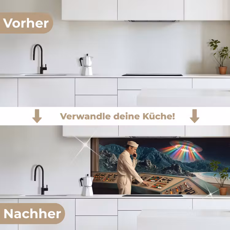 Küchenrückwand - Mann – Kontrollraum – Strand - Man - Controlekamer - Strand keuken achterwand 2 middel