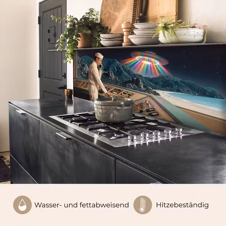 Küchenrückwand - Mann – Kontrollraum – Strand - Man - Controlekamer - Strand keuken achterwand 2 middel