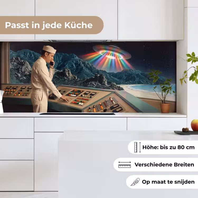 Küchenrückwand - Mann – Kontrollraum – Strand - Man - Controlekamer - Strand keuken achterwand 2 middel