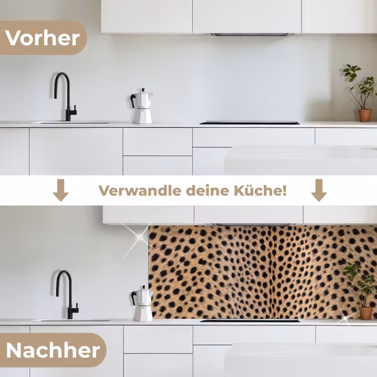 Vacht - Jachtluipaard - Zwart - Wit keuken achterwand 2 middel -voor-na_DE