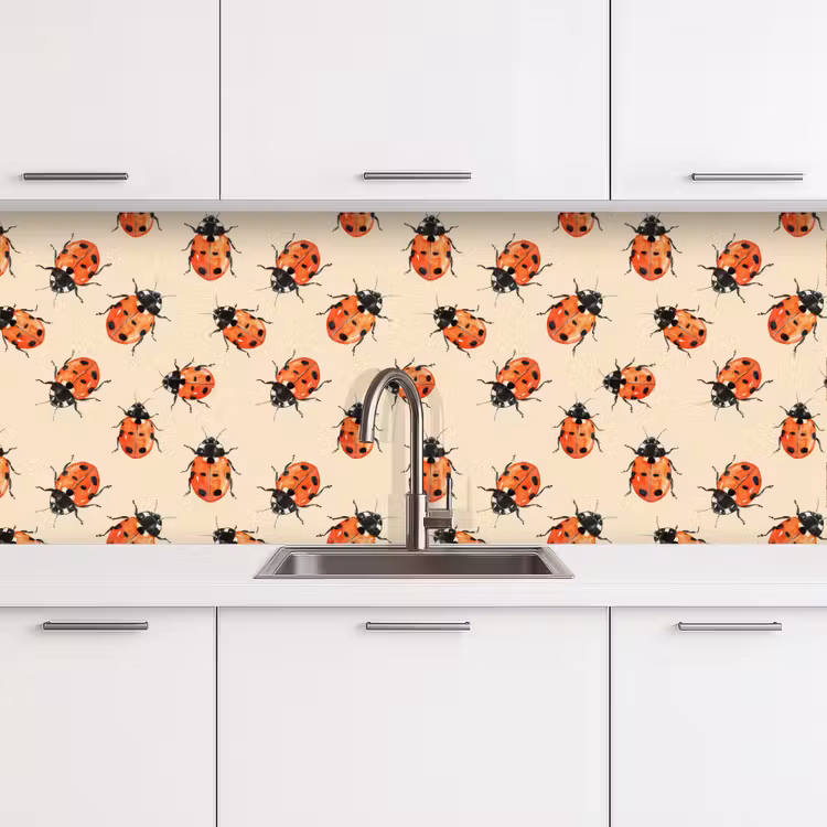 Lieveheersbeestjes - Patroon - Rood keuken achterwand 2 middel 871 -3d