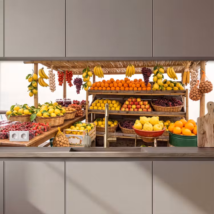 Küchenrückwand - Marktstand – Obst – Frisch - Marktkraam - Fruit - Vers keuken achterwand 2 middel zz_3dshopping
