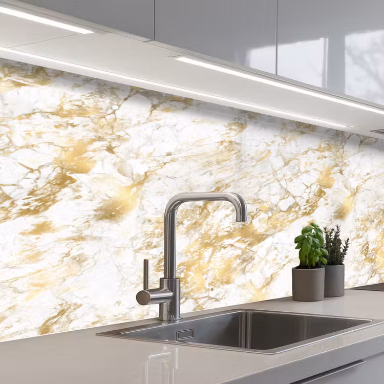 Marmer - Goud - Structuur keuken achterwand 2 middel 871 -3d_schuin