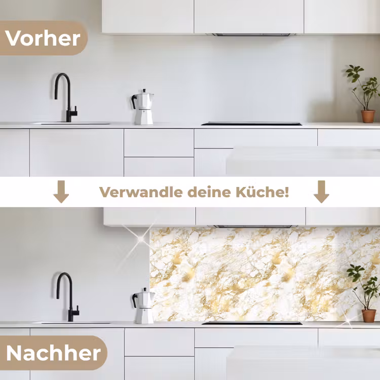 Marmer - Goud - Structuur keuken achterwand 2 middel 871 -voor-na_DE