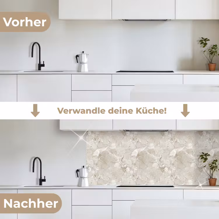 Marmer - Grijs - Aders keuken achterwand 2 middel 871 -voor-na_DE
