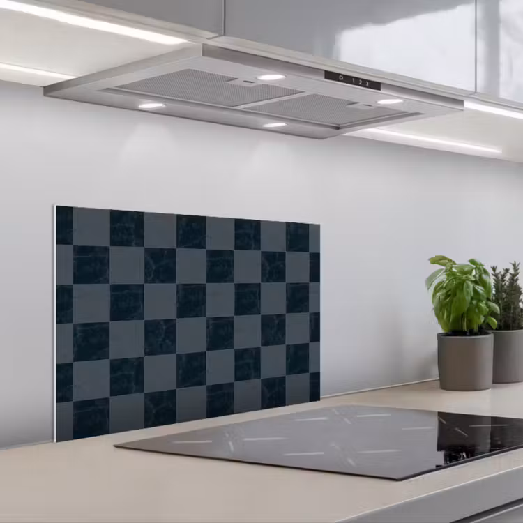 Marmer - Patroon - Antraciet keuken achterwand spatscherm klein 900 -3d_schuin