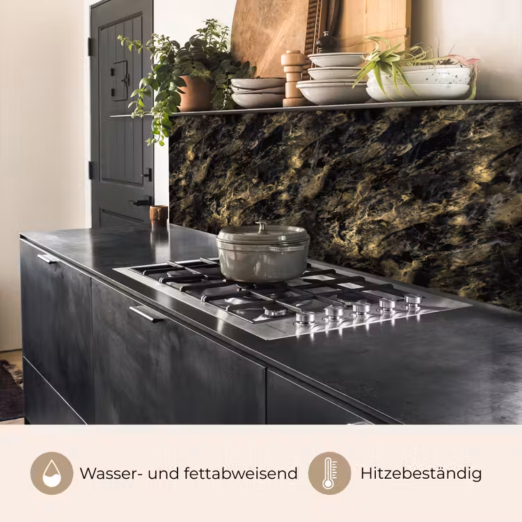 Marmer - Zwart - Goud keuken achterwand 2 middel 871 -usp_DE
