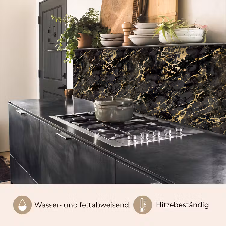 Marmer - Zwart - Goudstructuur keuken achterwand 2 middel 871 -usp_DE