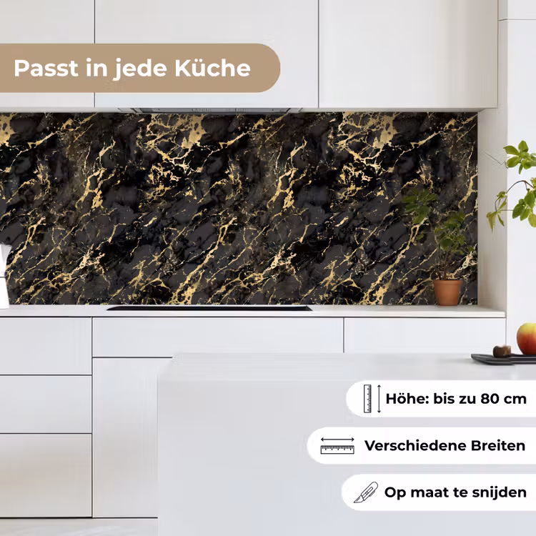 Marmer - Zwart - Goudstructuur keuken achterwand 2 middel 871 -sfeer4_DE