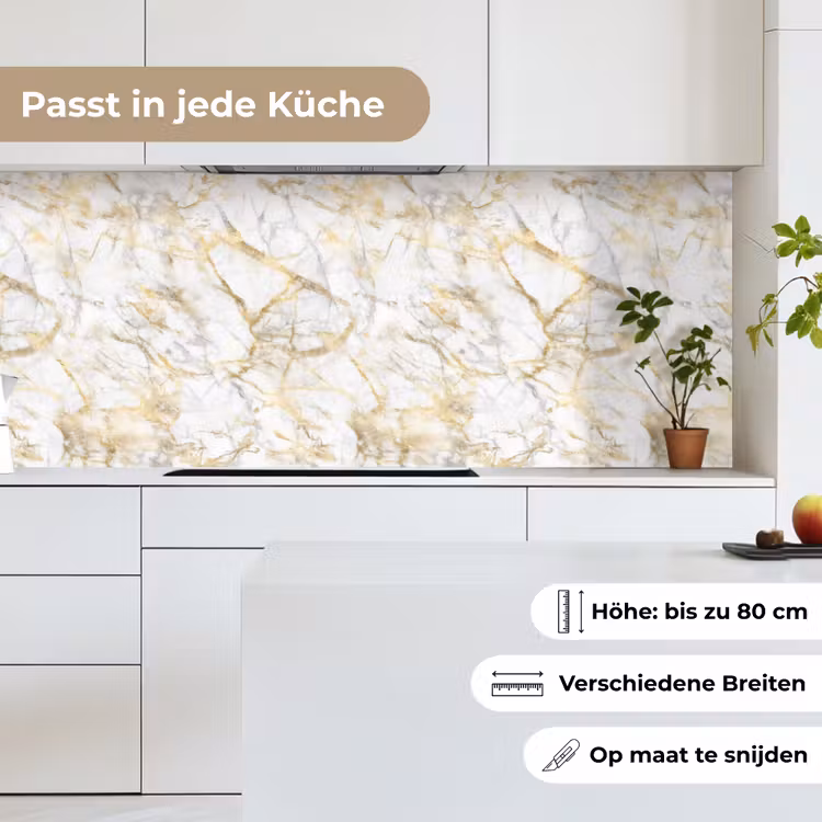 Marmer - Wit - Expressief - Goudaccenten keuken achterwand 2 middel 871 -sfeer4_DE