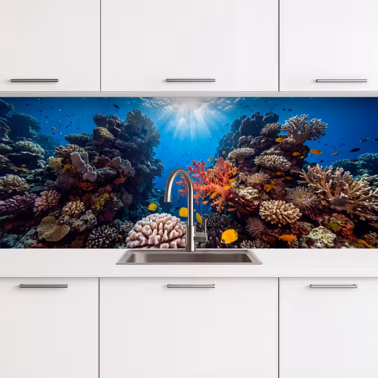 Zee - Koraalrif - Natuur - Levendig - Blauw keuken achterwand 2 middel -3d